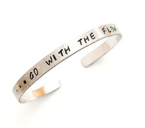 "Go with the flow" matte stainless steel ibiza engraved bracelet